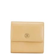 Pre-owned Leather wallets Chanel Vintage , Beige , Dames