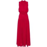 Rode Georgette Crepe Jurk met Plooien Diane Von Furstenberg , Red , Da...