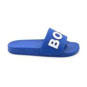 Groene Heren Slider Slippers Hugo Boss , Blue , Heren