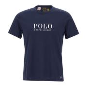 Blauw Katoenen T-shirt met Logoprint Polo Ralph Lauren , Blue , Heren