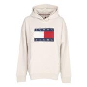 Relax Melange Flag Hoodie Oud Wit Tommy Hilfiger , Beige , Dames