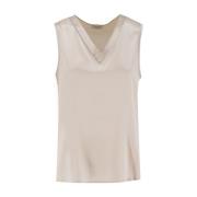 Zijden Juweel V-Hals Top Peserico , Beige , Dames