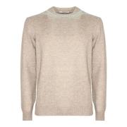 Beige Wol Kasjmier Blend Crewneck Trui Kangra , Beige , Heren