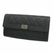 Pre-owned Leather wallets Chanel Vintage , Black , Dames