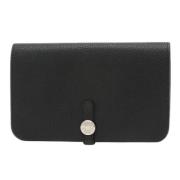 Pre-owned Leather wallets Hermès Vintage , Black , Dames