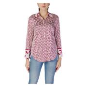 Geometrische V-hals Shirt Herfst/Winter Roze Guess , Pink , Dames