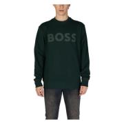 Groene Katoenen Sweatshirt met Lange Mouwen Hugo Boss , Green , Heren