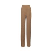 Beige Zijden High Waist Broek Saint Laurent , Brown , Dames