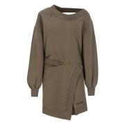 Bruine Katoenen Asymmetrische Hals Jurk The Attico , Brown , Dames