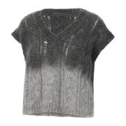 Grijze Mohair Blend Mouwloze Trui Kaos , Gray , Dames