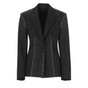 Zwarte wollen blazer met pieklapel The Attico , Black , Dames