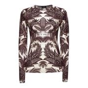 Rode Crewneck Top met Kikker en Paisley Motief Etro , Red , Dames