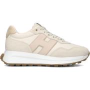 Beige Suède Lage Top Sneakers Hogan , Beige , Dames