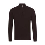 Bruine Wol-Kasjmier Half Zip Trui Oscar Jacobson , Brown , Heren