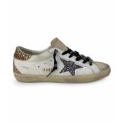 Witte sneakers met gouden hiel en lila ster Golden Goose , White , Dam...