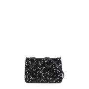 Zwarte leren Pochette met Pailletten Coccinelle , Black , Dames