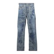 Vintage Blauwe Wijde Jeans Diesel , Blue , Heren