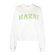 Groen Logo Cropped Sweatshirt Marni , White , Dames