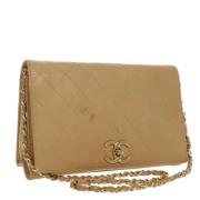 Pre-owned Leather chanel-bags Chanel Vintage , Beige , Dames