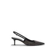 Zwarte slingback pumps met strass aeyde , Black , Dames