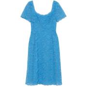 Blauwe Bloemenkant Midi Jurk Ermanno Scervino , Blue , Dames