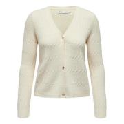 Gezellige Cable V-Neck Cardigan Only , White , Dames