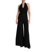 Lange Jersey Jumpsuit met Plooien Kaos , Black , Dames