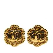 Pre-owned Fabric earrings Chanel Vintage , Yellow , Dames