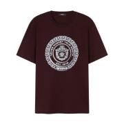 Grafische Print T-shirts met Ronde Hals Versace , Brown , Heren