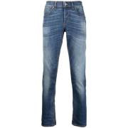 Blauwe Bleach Wash Whiskering Jeans Dondup , Blue , Heren