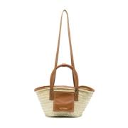 Strooien tote tas met leren afwerking Jacquemus , Brown , Dames