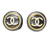 Pre-owned Metal earrings Chanel Vintage , Black , Dames