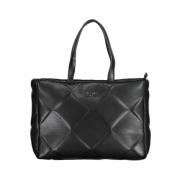 Zwarte Polyester Handtas met Logo Calvin Klein , Black , Dames