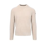 Chenille Stretch Geribbelde Crew Neck Sweater RRD , Beige , Heren