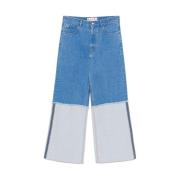 Blauwe Denim Wide Leg Jeans Marni , Blue , Heren