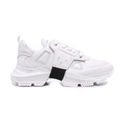 Witte Leren Sneakers met Nylon Detail Les Hommes , White , Heren