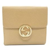 Pre-owned Leather wallets Gucci Vintage , Beige , Dames