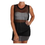 Elegante Mouwloze Zwarte Mesh Top Dolce & Gabbana , Black , Dames