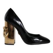 Zwart Goud Patentleren Logo Hakken Pumps Dolce & Gabbana , Black , Dam...