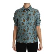 Elegante Multicolor Zijden Blouse met Kraag Dolce & Gabbana , Multicol...