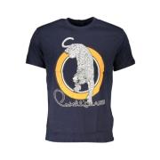 Blauw Katoenen Bedrukt T-Shirt Cavalli Class , Blue , Heren