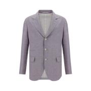 Wollen Geruite Blazer Jas Brunello Cucinelli , Purple , Heren