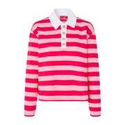 Gestreepte Polo Blouse in Pink Red Cras , Multicolor , Dames