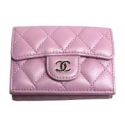 Pre-owned Leather wallets Chanel Vintage , Pink , Dames