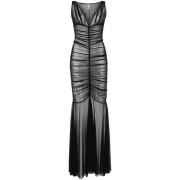 Zwarte Fishtail V-hals Jurk Norma Kamali , Black , Dames