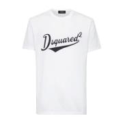 Witte Katoenen Print Crew Neck T-shirt Dsquared2 , White , Heren