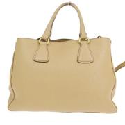 Pre-owned Leather handbags Prada Vintage , Beige , Dames