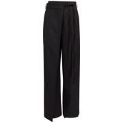 Zwarte wollen uitlopende broek met strik MM6 Maison Margiela , Black ,...