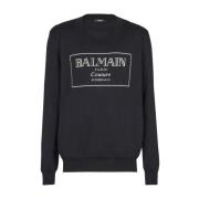 Zwarte Gebreide Trui Met Gelaagde Details Balmain , Black , Heren