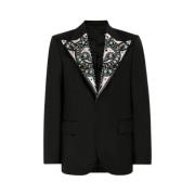 Turquoise versierde wollen blazer Roberto Cavalli , Black , Heren